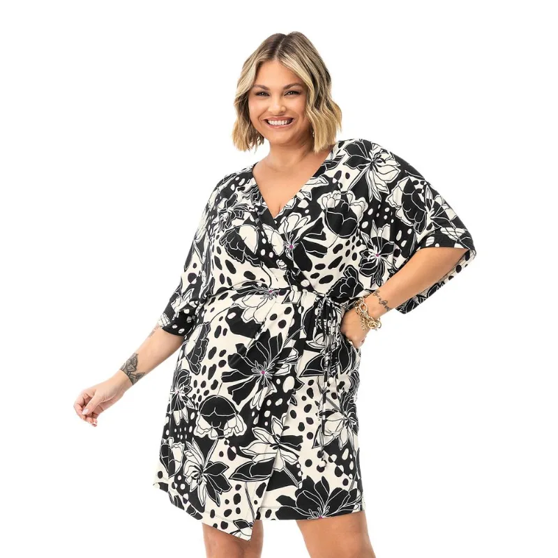 Vestido Plus Size Em Visco Bali Secret Glam Preto Plus G4