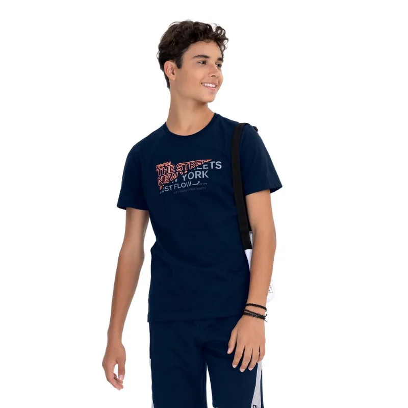 Camiseta Juvenil Masculina Em Meia Malha Minty Azul 14