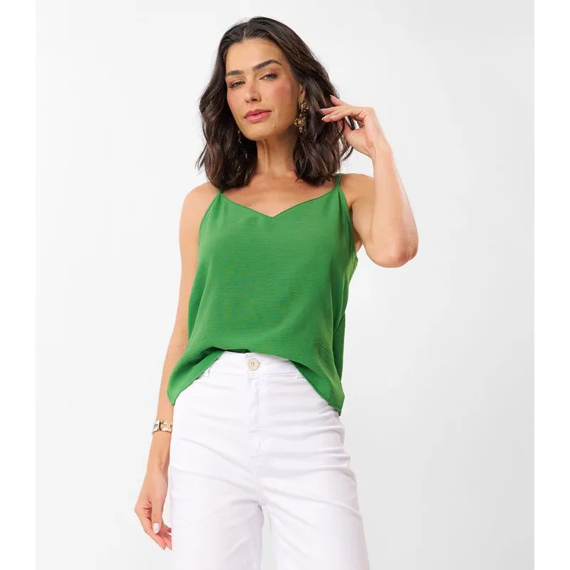 Blusa Feminina De Alça Em Air Flow Básica Rovitex Verde Gg