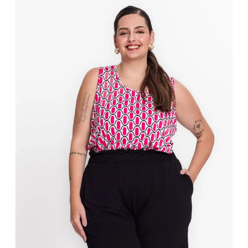 Regata Plus Size Em Viscotorcion Secret Glam Rosa Plus G2