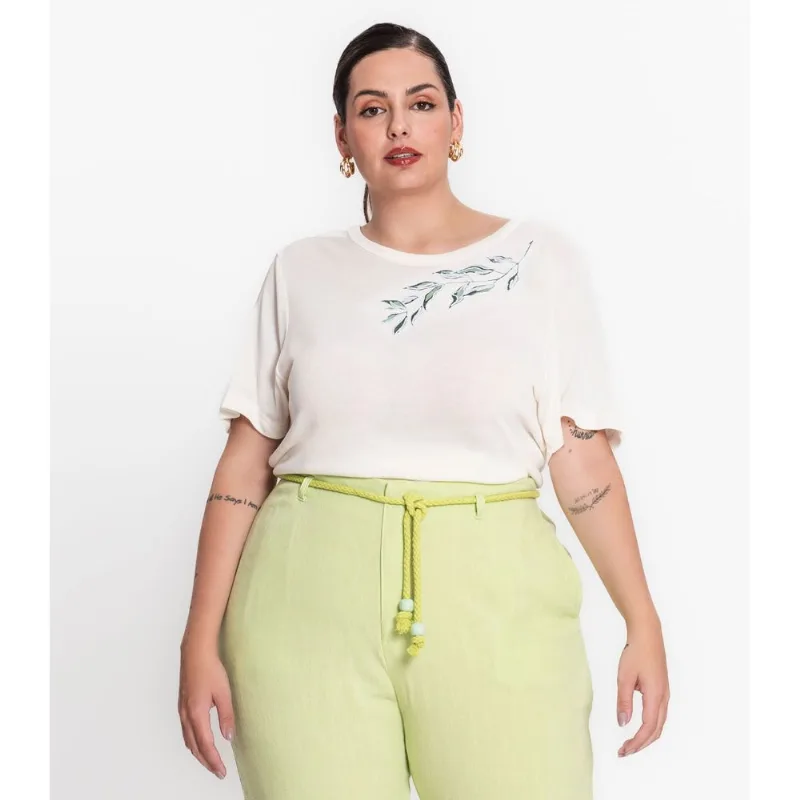 Blusa Plus Size Em Visco Tricot Secret Glam Bege Plus G2