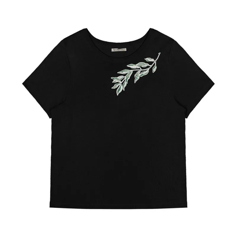 Blusa Plus Size Em Visco Tricot Secret Glam Preto Plus G3