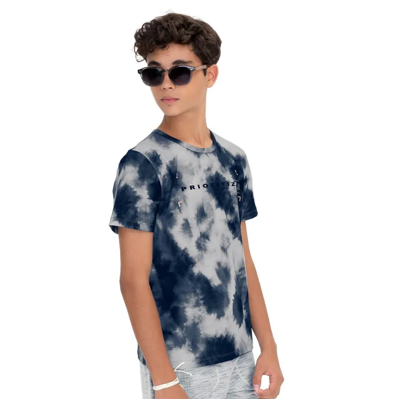 Camiseta Juvenil Masculina Tie Dye Minty Azul 18