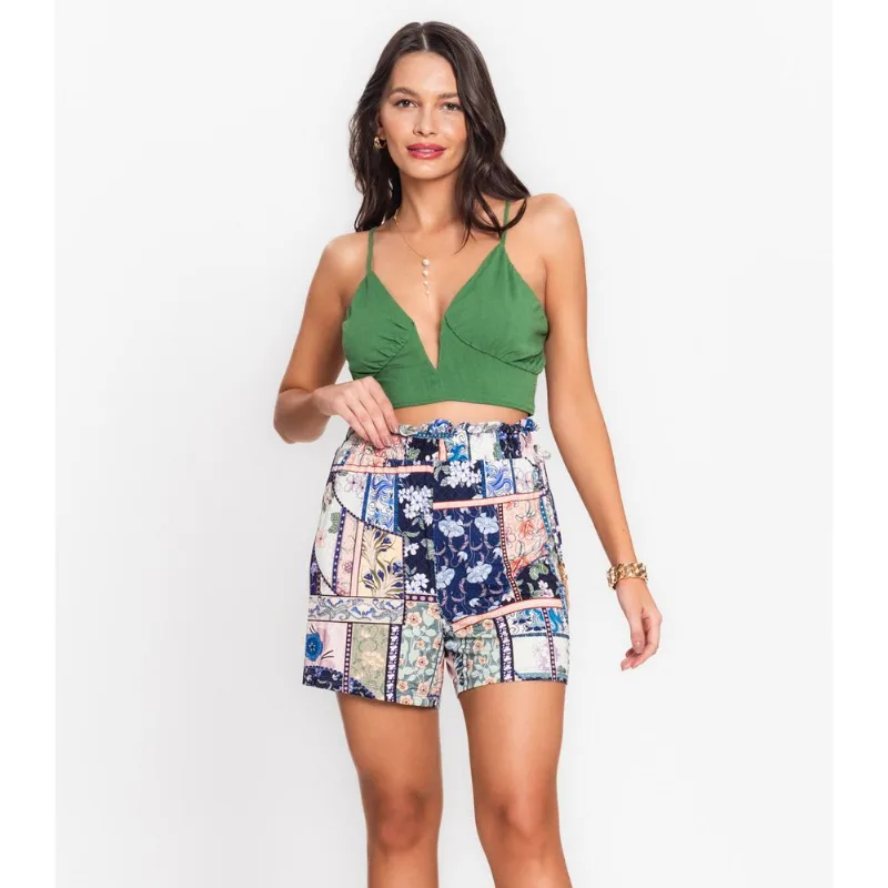 Shorts Feminino Estampado Endless Azul G