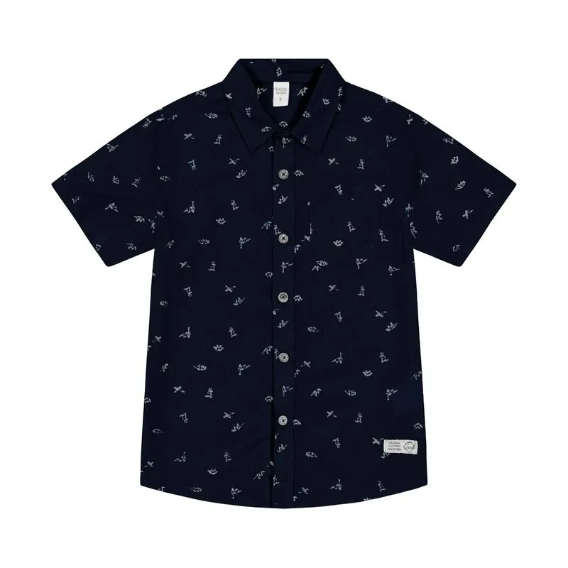 Camisa Infantil Masculina Com Botões Trick Nick Azul 1