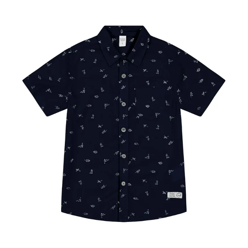 Camisa Infantil Masculina Com Botões Trick Nick Azul 6