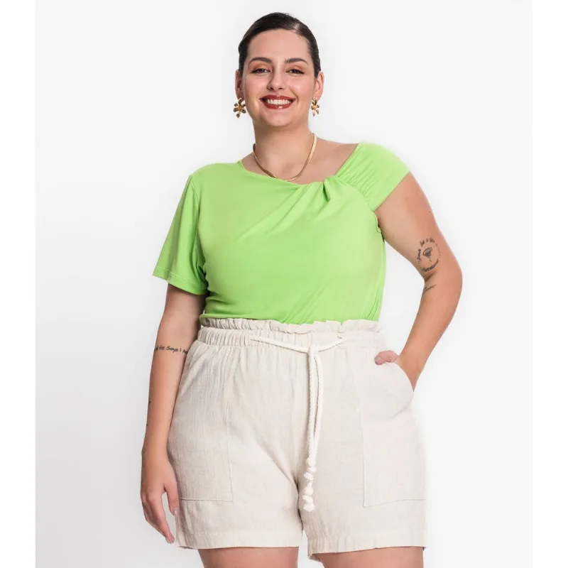 Blusa Feminina Plus Size Em Malha Soft Secret Glam Verde Plus G1