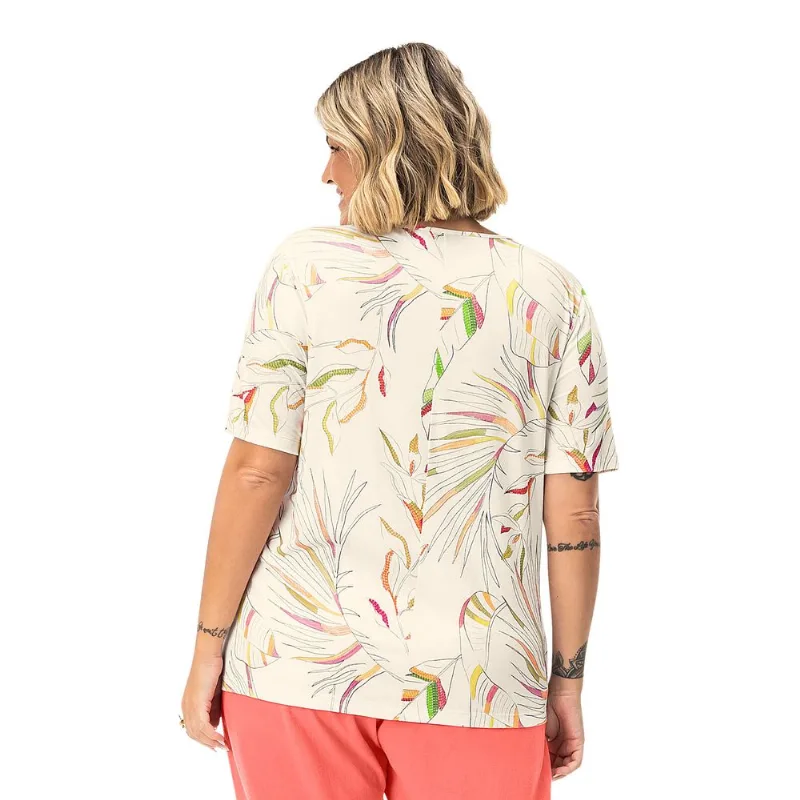 Blusa Feminina Plus Size Em Viscose Secret Glam Bege Plus G2