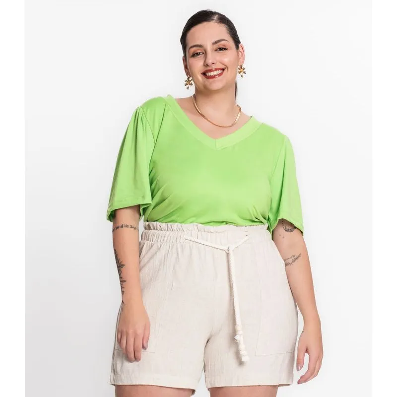 Blusa Feminina Plus Size Em Malha Soft Secret Glam Verde Plus G1