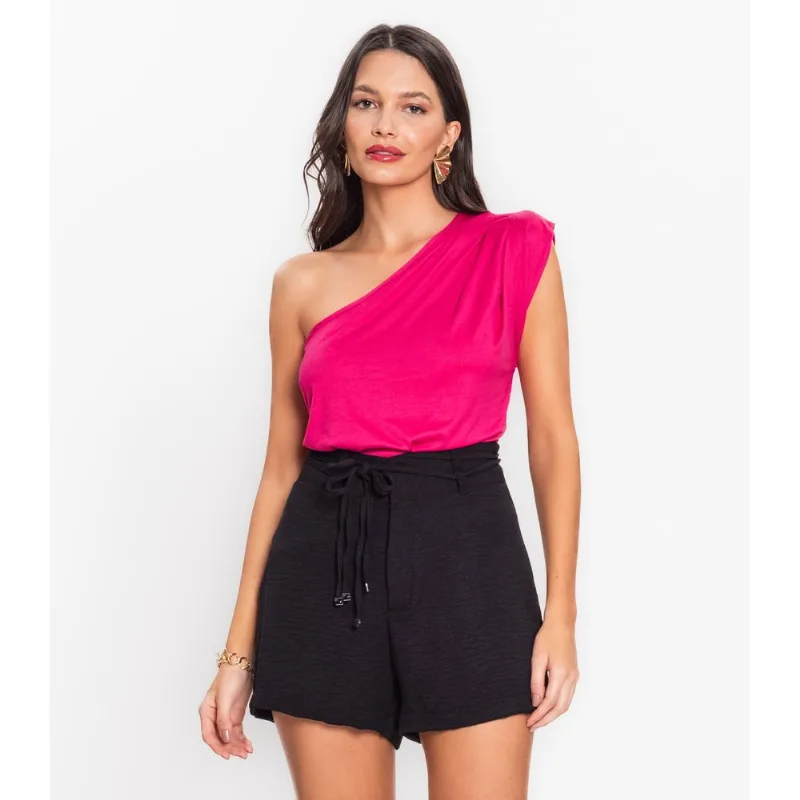 Regata Um Ombro Só Feminina Malha Soft Endless Rosa M