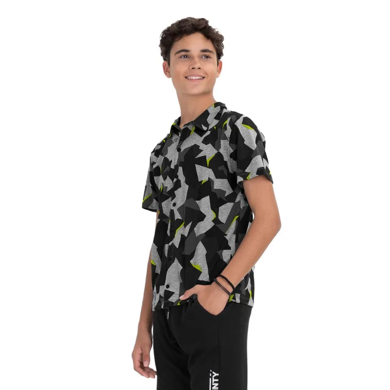 Camisa Juvenil Masculina Camuflada Minty Cinza 16