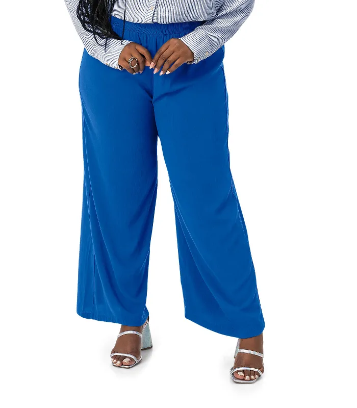 Calça Feminina Plus Size Em Viscose Secret Glam Azul Plus G2