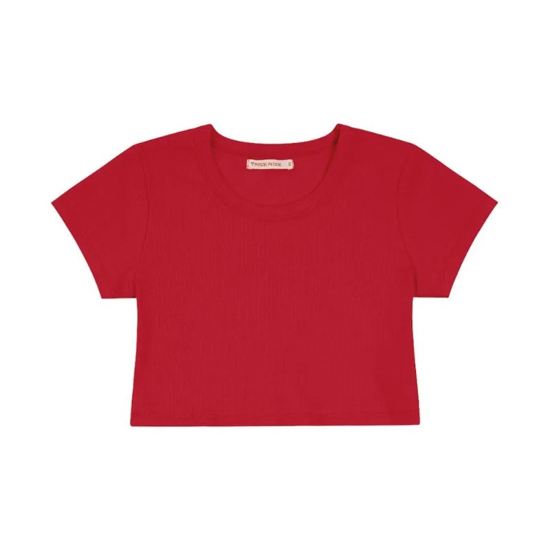 Blusa Cropped Infantil Ribana Canelada Trick Nick Vermelho 8