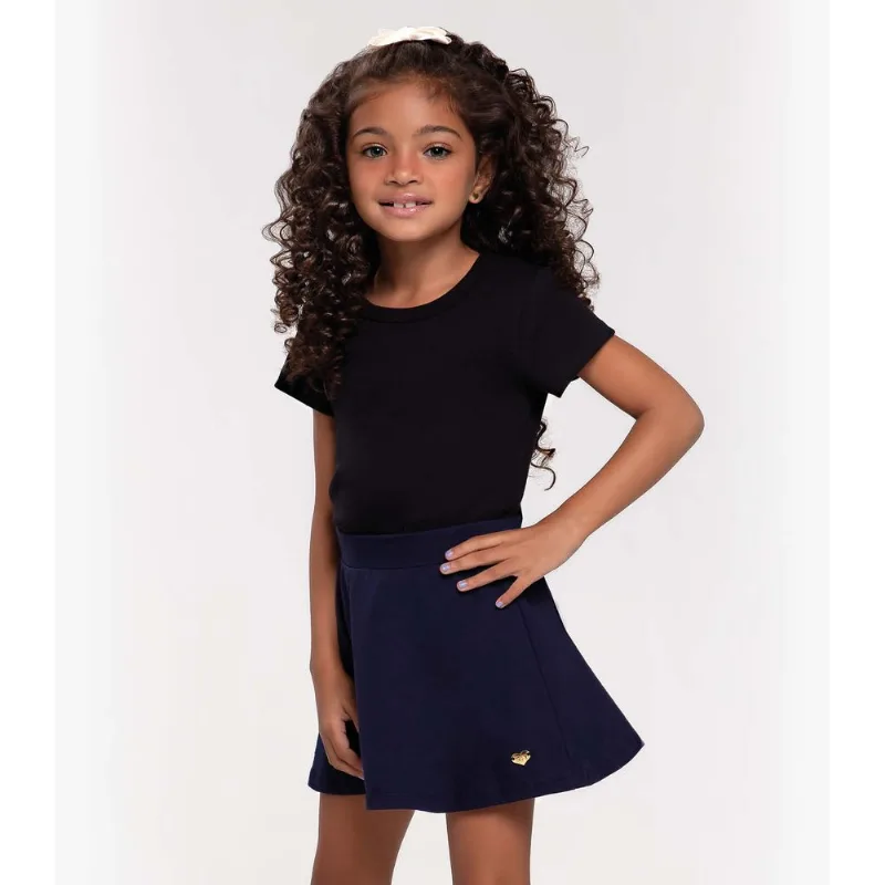 Blusa Cropped Infantil Ribana Canelada Trick Nick Preto 8