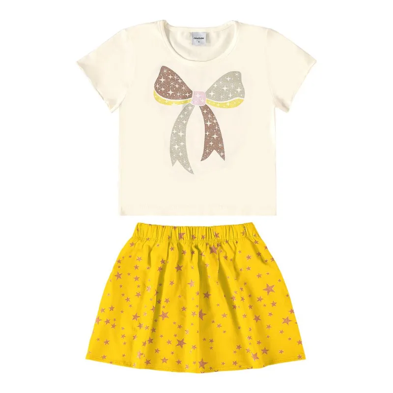 Conjunto Juvenil Blusa Com Saia Rovi Kids Amarelo 6