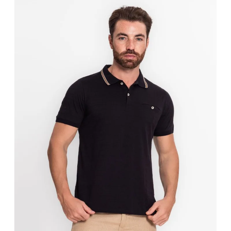 Camisa Polo Masculina Em Meia Malha Diametro Preto G
