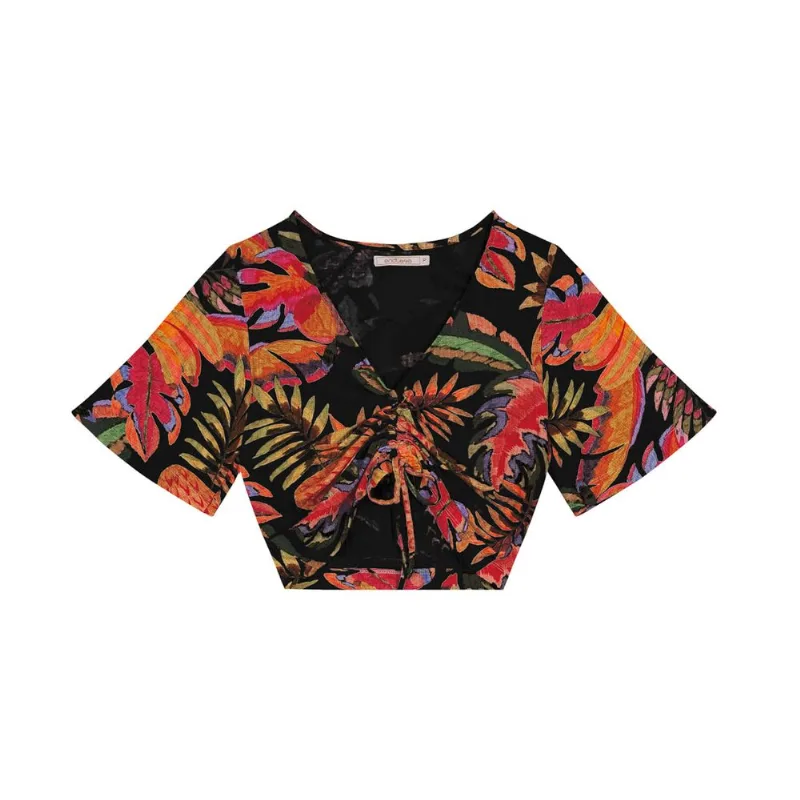 Blusa Estampada Feminina Ribana Canelada Endless Preto P