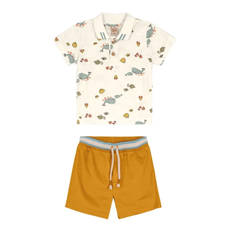 Conjunto Infantil Polo Baleia Trick Nick Bege 1