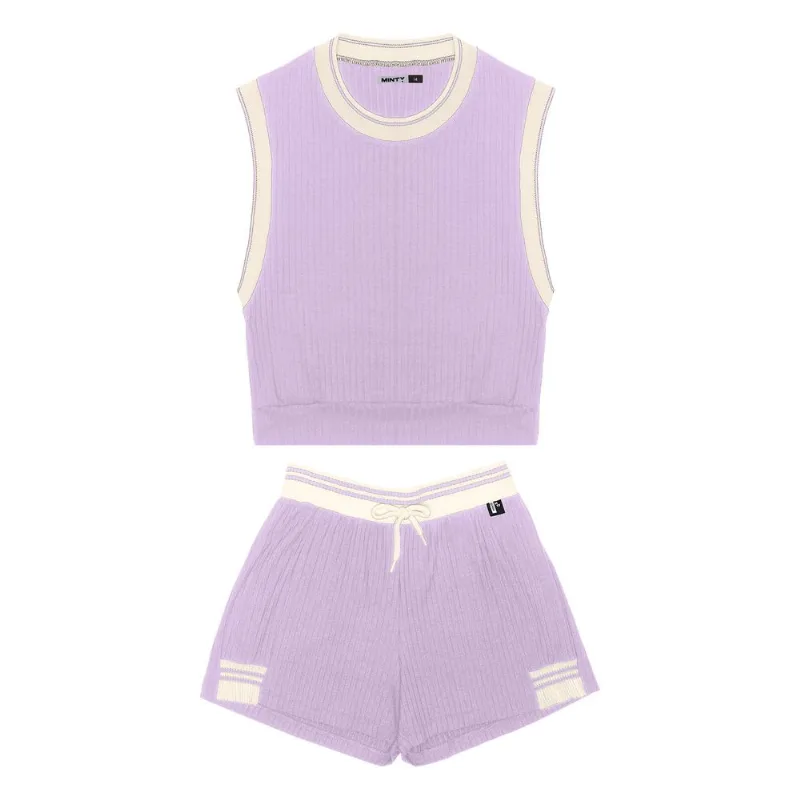 Conjunto Juvenil Feminino Blusa Com Shorts Minty Roxo 14