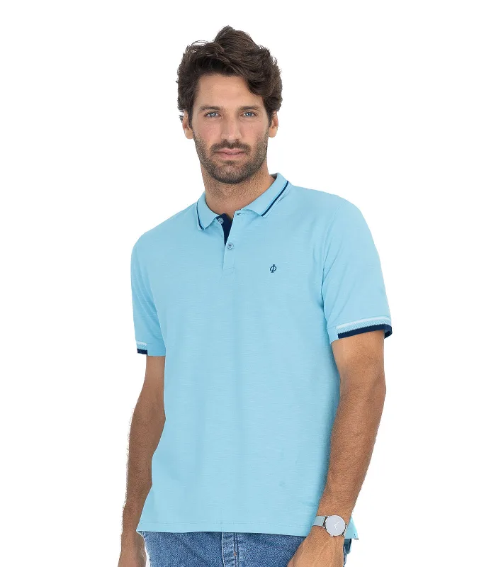Camisa Polo Masculina Em Piquet Diametro Azul G