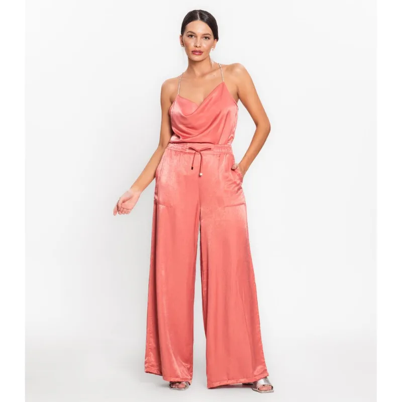 Calça Feminina Pantalona Em Viscopoly Endless Laranja P