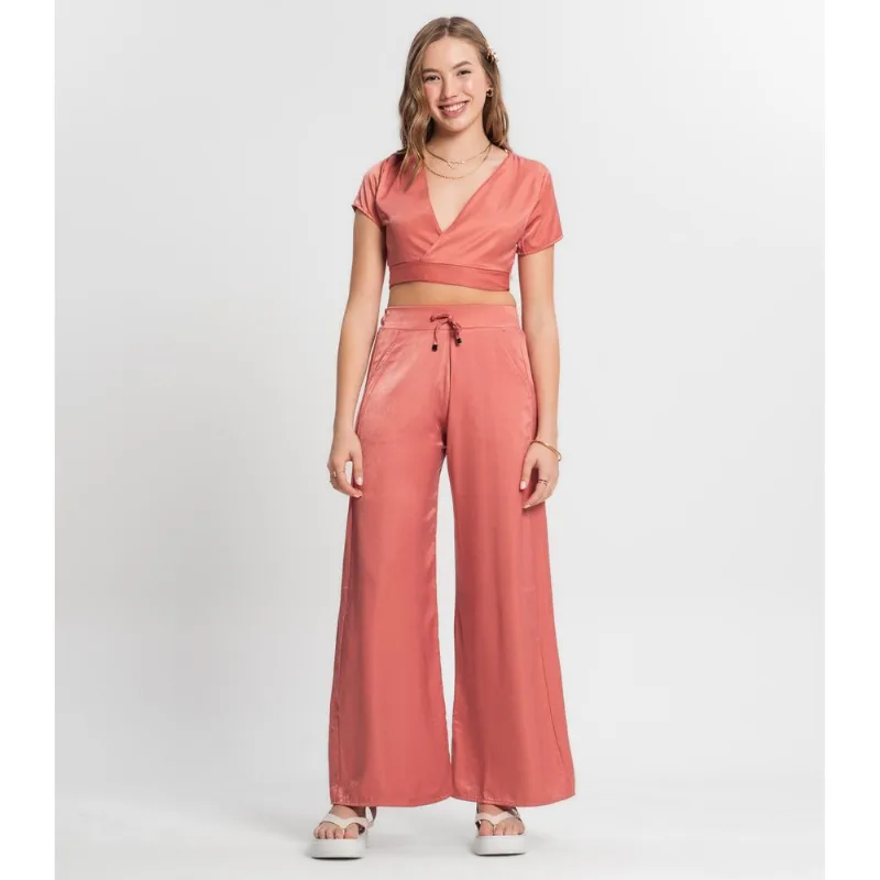 Calça Juvenil Feminina Em Viscopoly Glow Minty Laranja 12