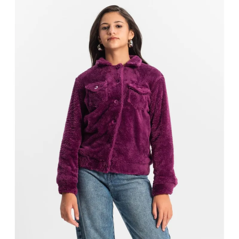 Jaqueta Juvenil Feminina Com Pelo Minty Roxo 12