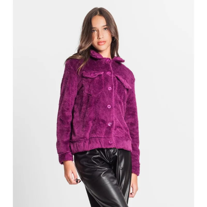 Jaqueta Juvenil Feminina Com Pelo Minty Roxo 16
