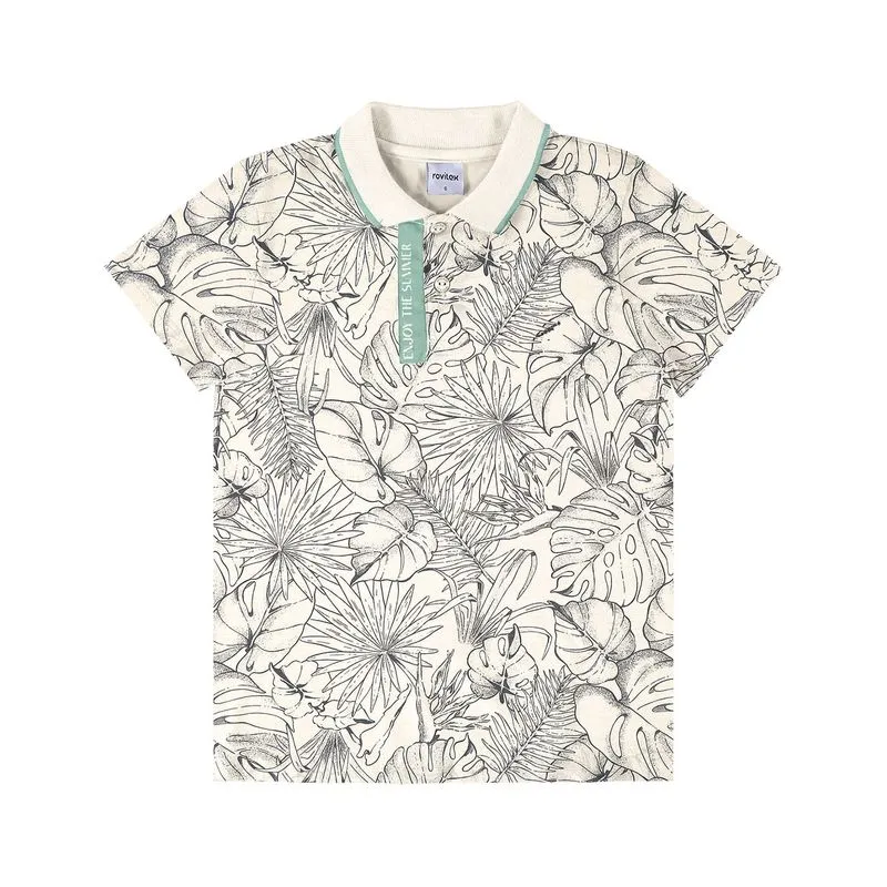 Camisa Polo Infantil Meia Malha Rovi Kids Bege 4