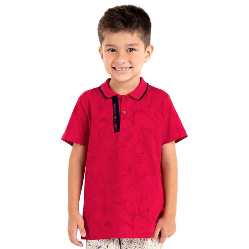 Camisa Polo Infantil Meia Malha Rovi Kids Vermelho 4