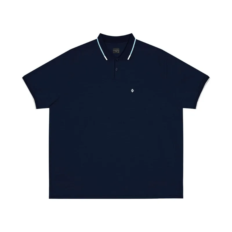 Camisa Polo Masculina De Malha Diametro Azul Plus G2