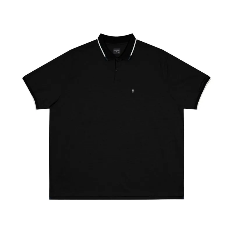 Camisa Polo Masculina De Malha Diametro Preto Plus G2