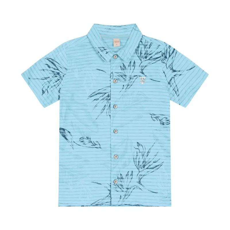 Camisa Infantil Masculina Folhagens Trick Nick Azul 4