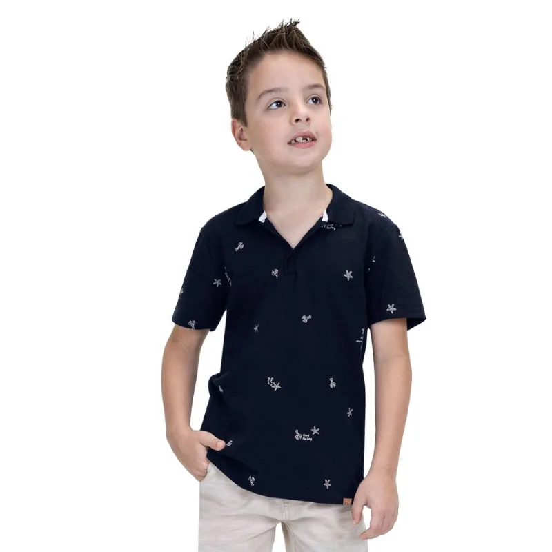 Camisa Juvenil Masculina Piquet Trick Nick Azul 6
