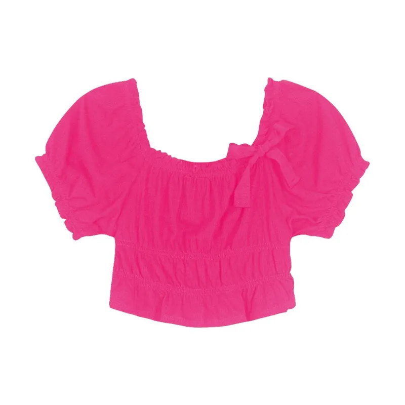 Blusa Ciganinha Cropped Infantil Trick Nick Rosa 4
