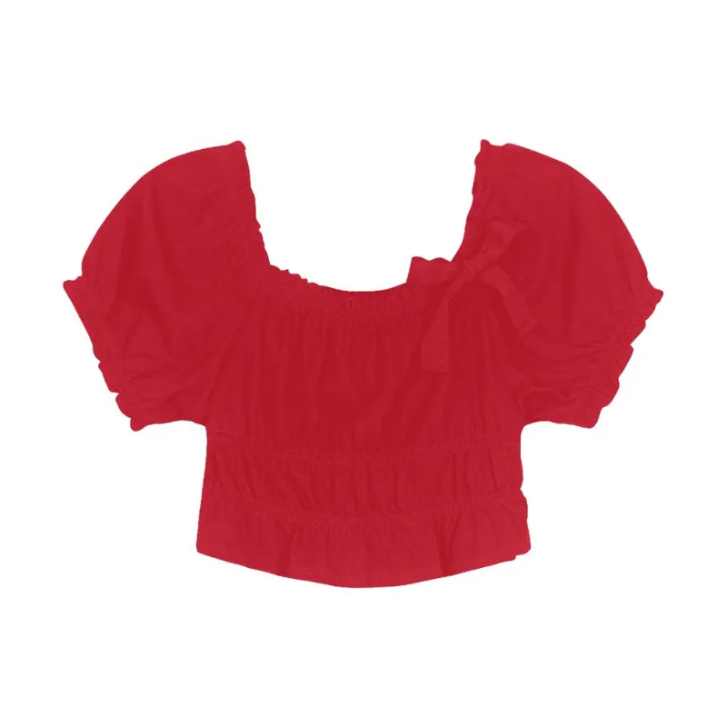 Blusa Ciganinha Cropped Infantil Trick Nick Vermelho 4