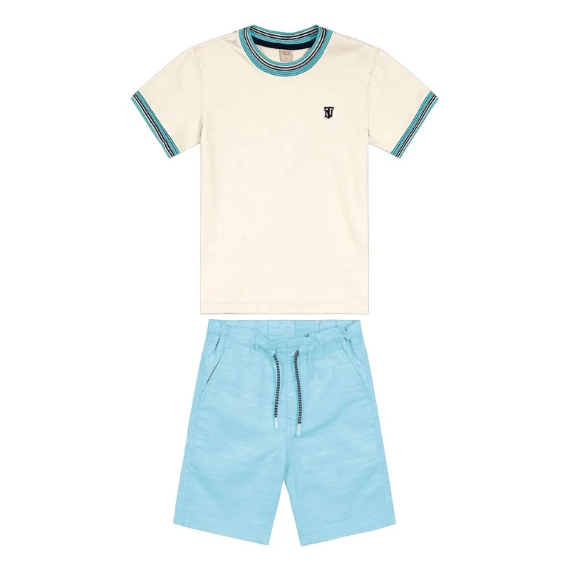 Conjunto Infantil Camiseta Com Bermuda Trick Nick Bege 4