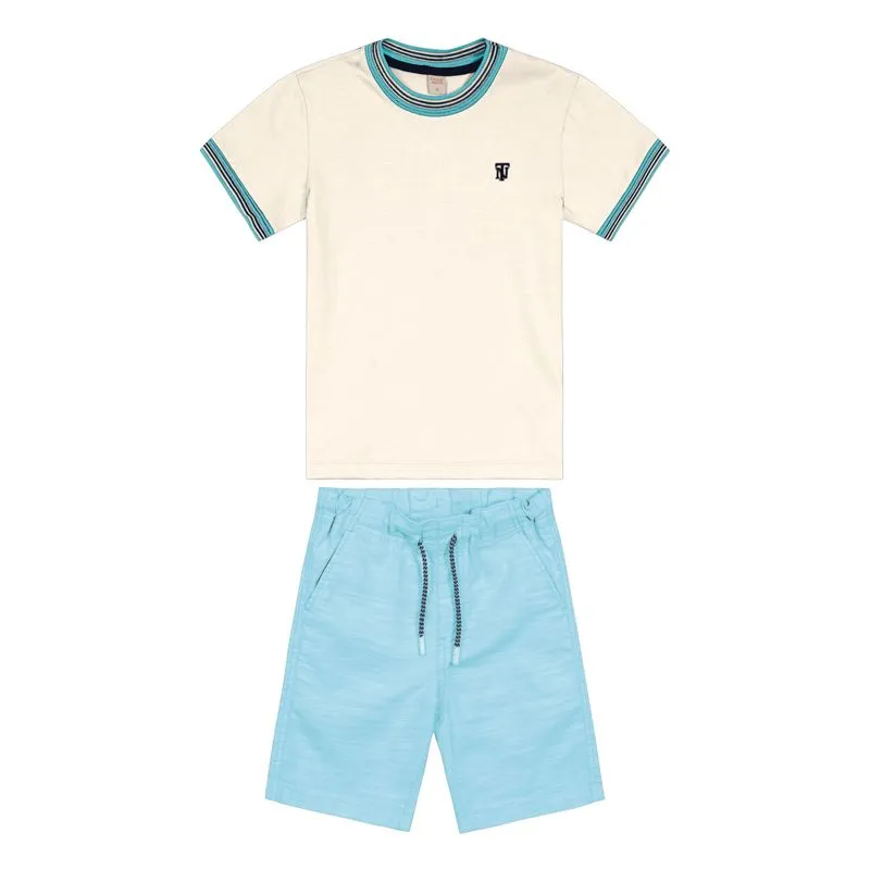 Conjunto Infantil Camiseta Com Bermuda Trick Nick Bege 10