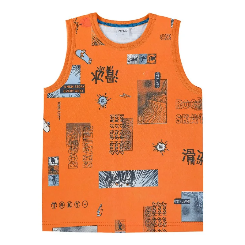 Regata Infantil Masculina Estampada Rovi Kids Laranja 4