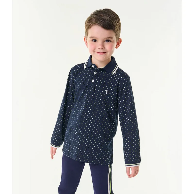 Camisa Polo Infantil Manga Longa Trick Nick Azul 3