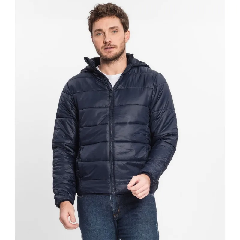Jaqueta Microfibra Com Capuz Masculina Diametro Azul M