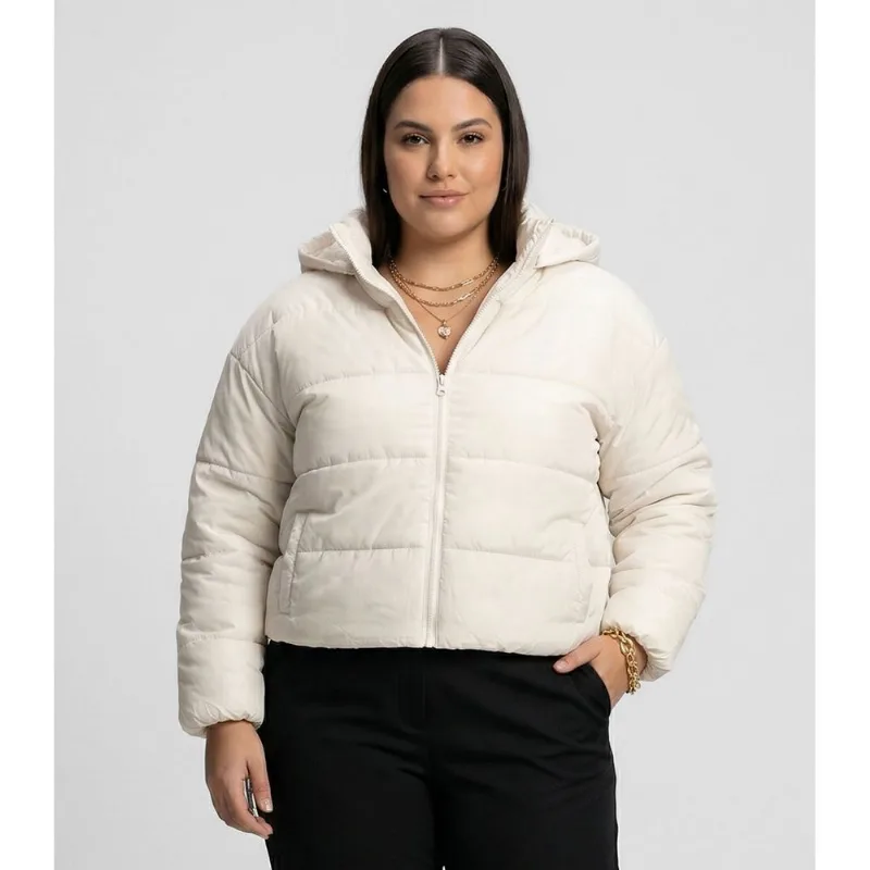 Jaqueta Microfibra Feminina Plus Size Secret Glam Bege Plus G2