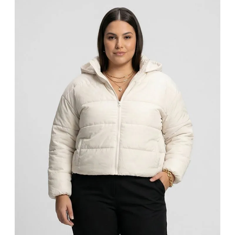 Jaqueta Microfibra Feminina Plus Size Secret Glam Bege Plus G4