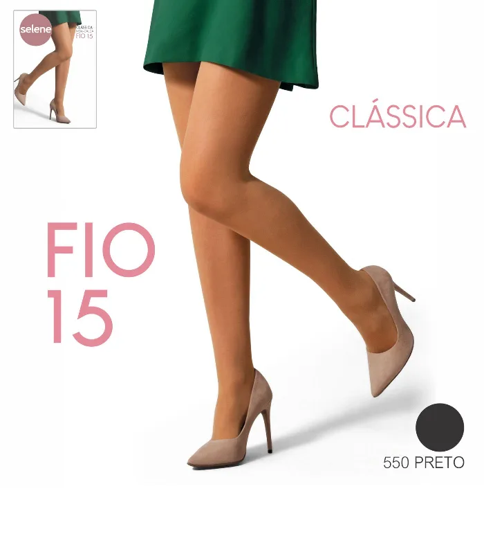 Meia Calça Clássica Fio 15 Selene Preto Eg