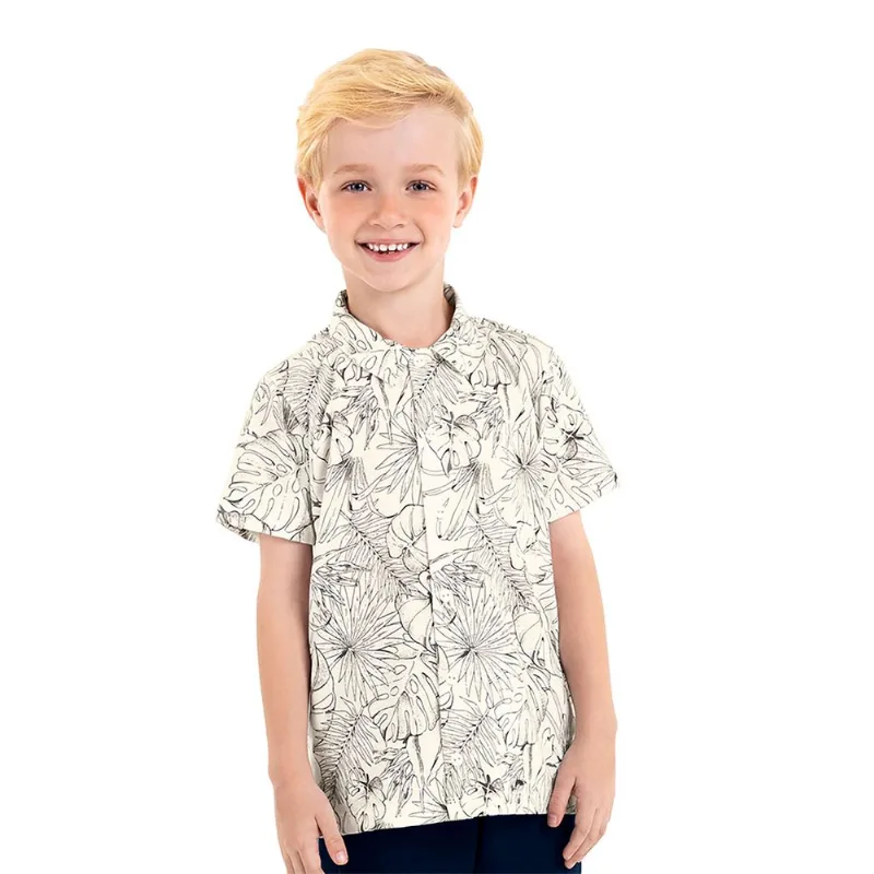 Camisa Infantil Masculina Meia Malha Rovi Kids Bege 16