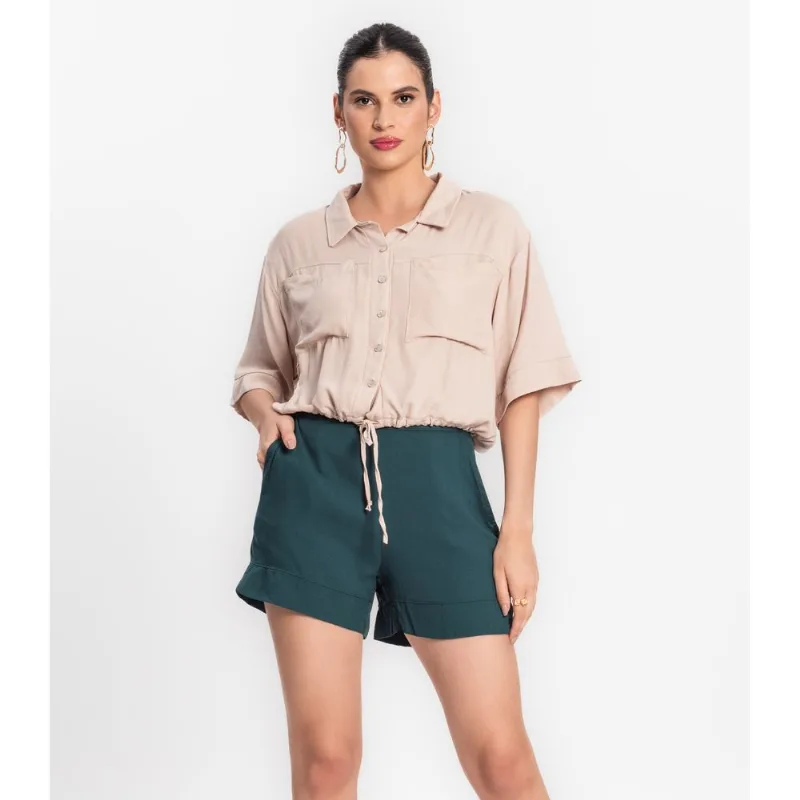 Shorts Feminino Em Viscose Creponada Endless Verde GG