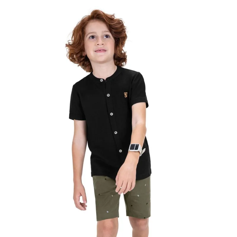Conjunto Juvenil Camiseta Com Bermuda Trick Nick Preto 14