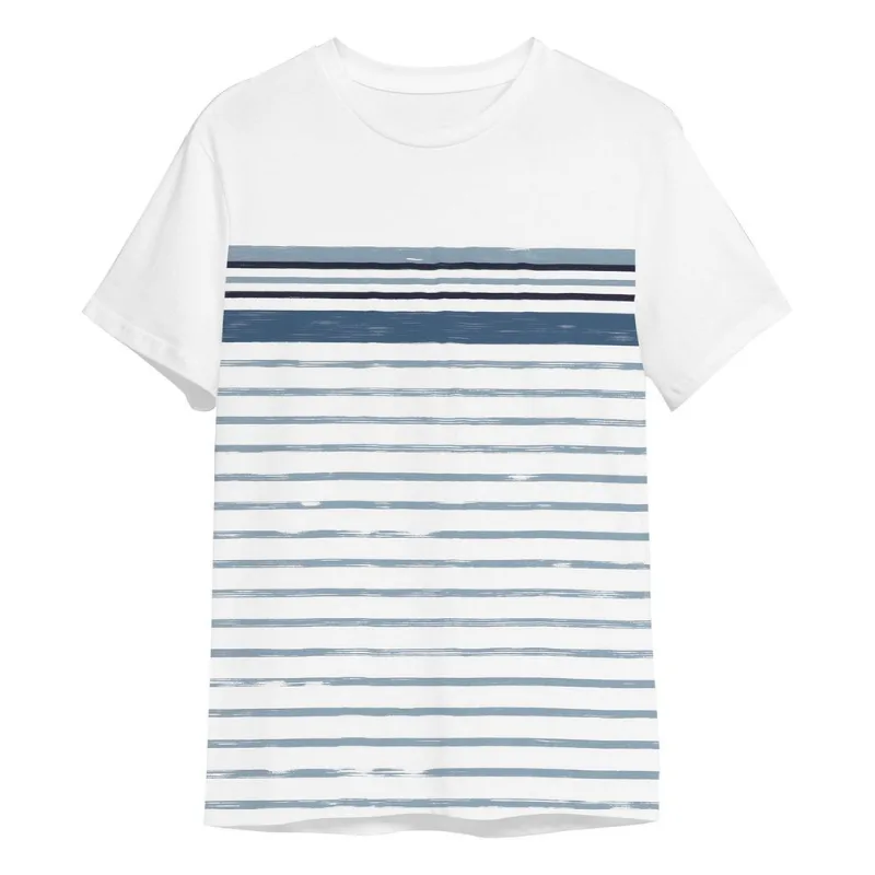 Camiseta Masculina Listrada Meia Malha Rovitex Branco Gg