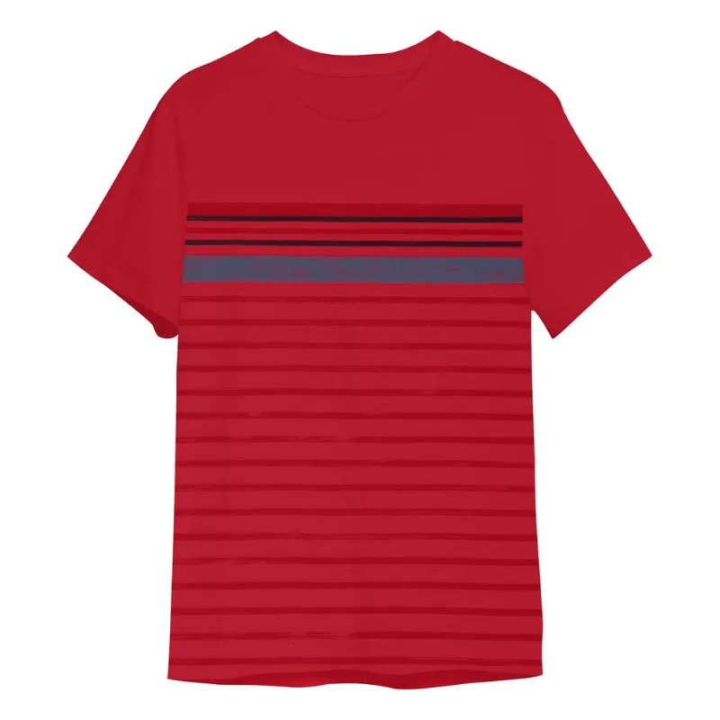 Camiseta Masculina Listrada Meia Malha Rovitex Vermelho G