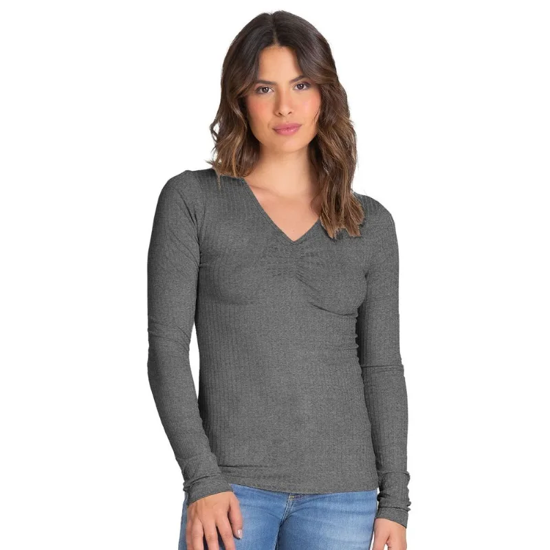 Blusa Feminina Canelada Select Cinza Gg